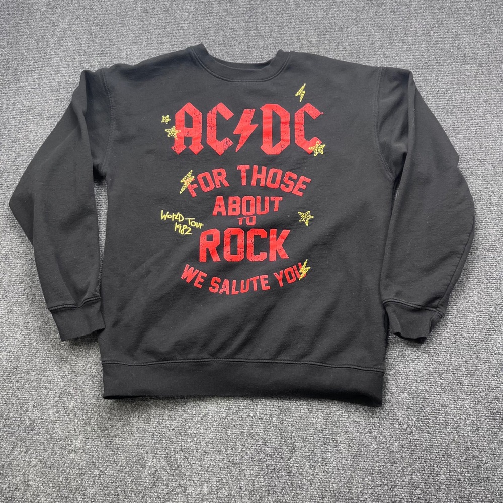 AC/DC Band Graphic Concert Tour Rock Black Crewneck Sweatshirt
